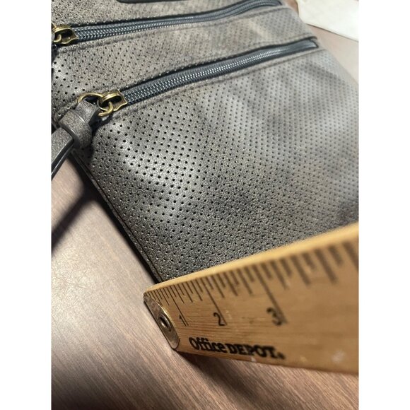 Unionbay Perforated Crossbody Bag Faux Leather Adjustable Strap Gray - Picture 11 of 11